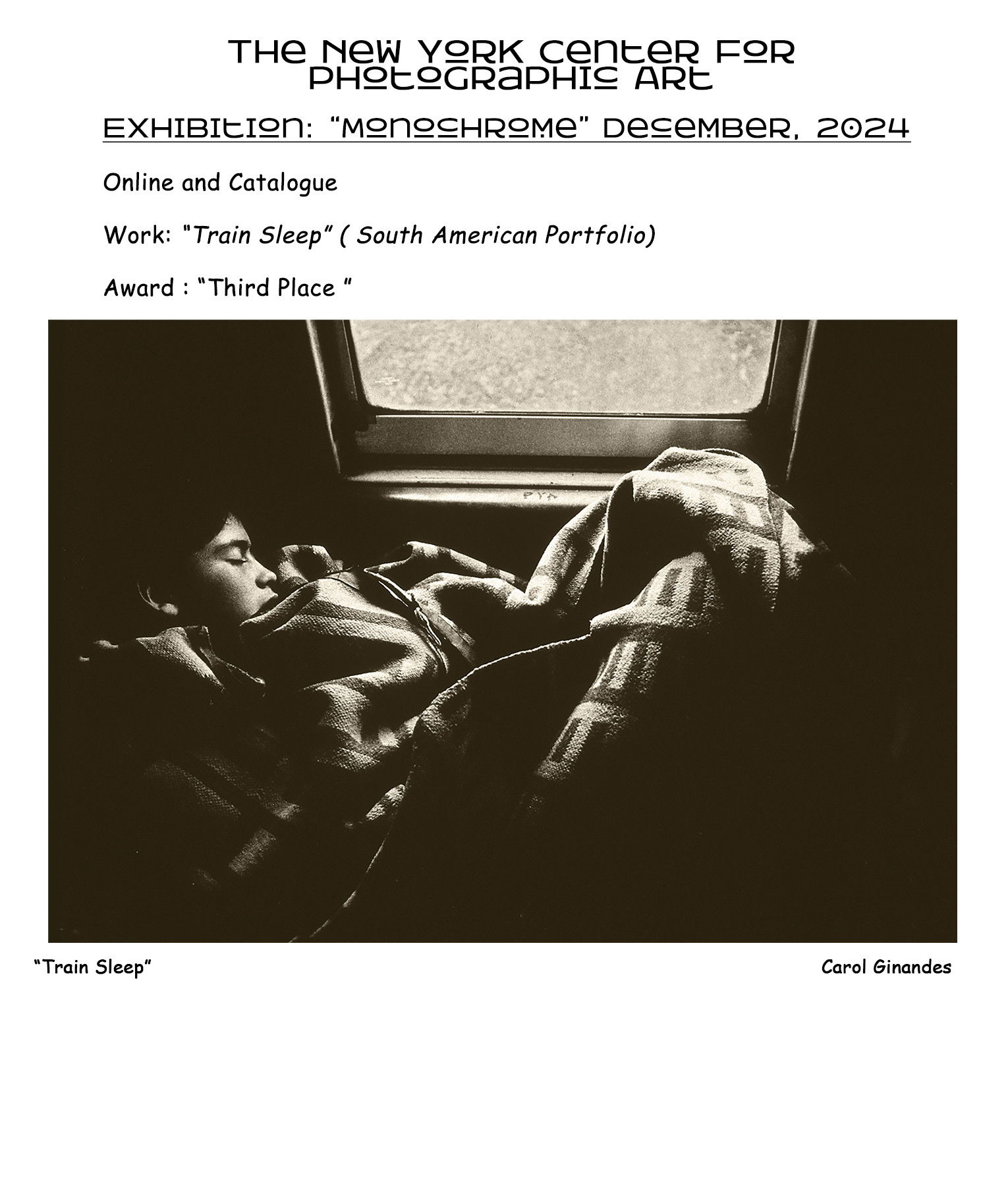 New York Center for Photographic Art:"Monochrome"