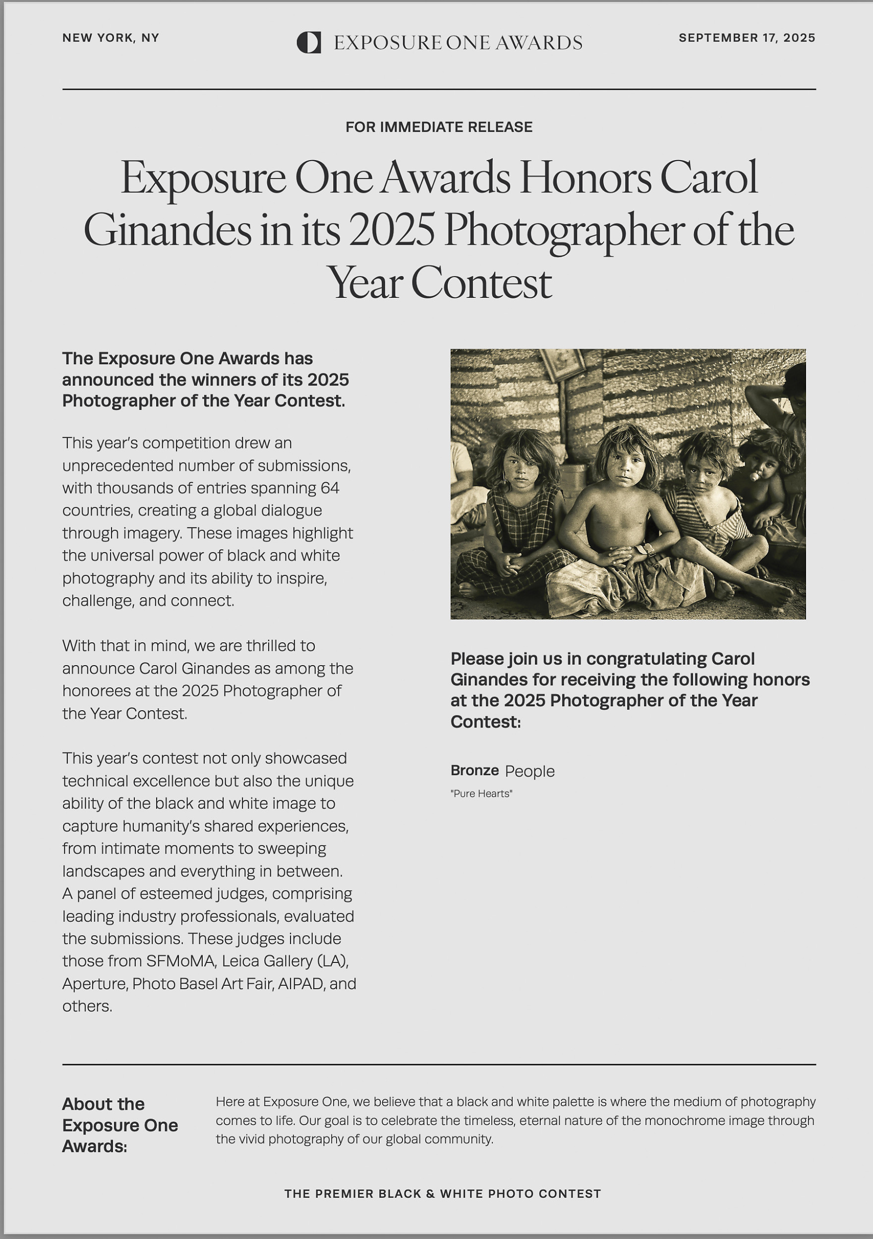 Photographer of the Year
Bronze Award /People